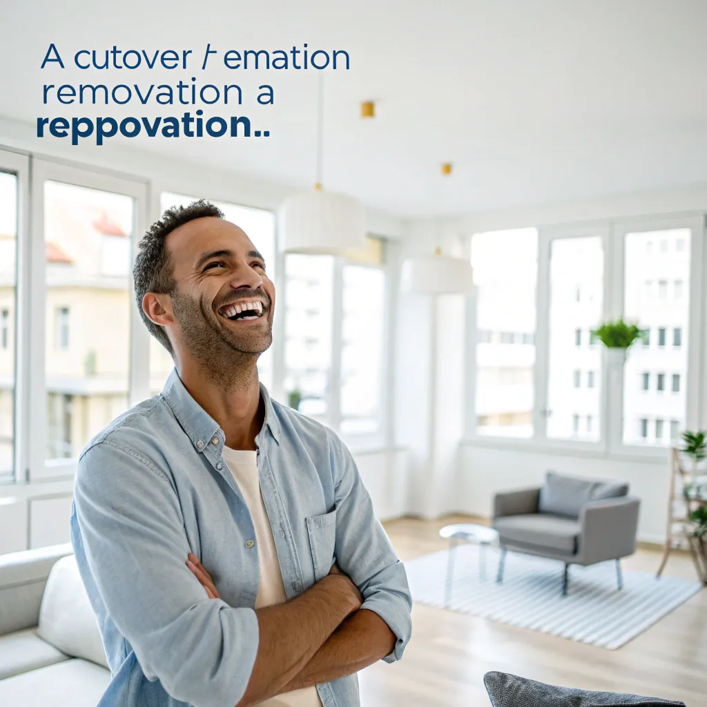 Happy customer smiling in their renovated apartment